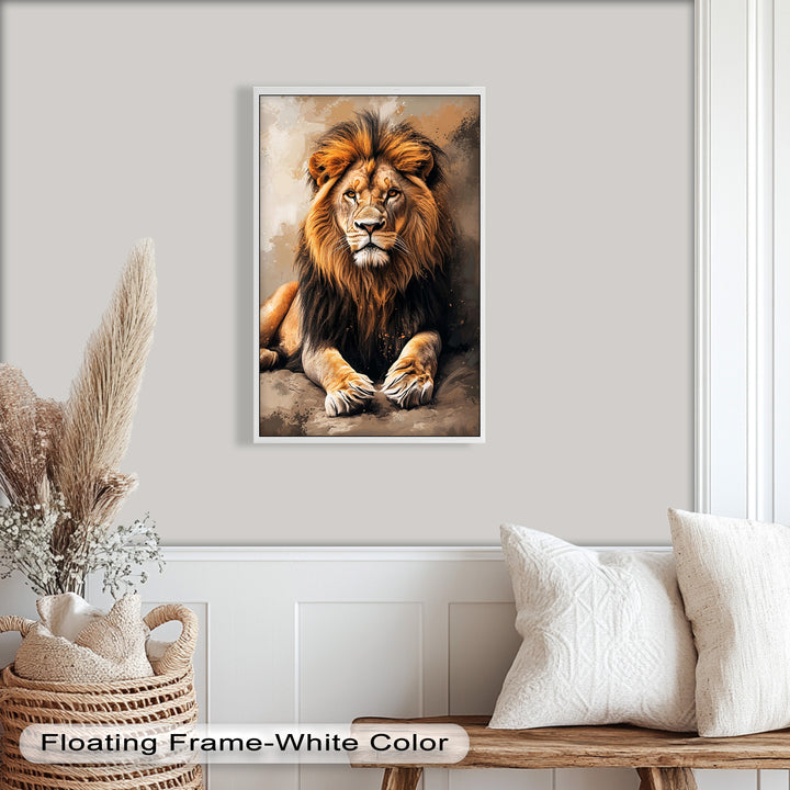 Lion Portrait in Warm Tones - Animal Oil Painting