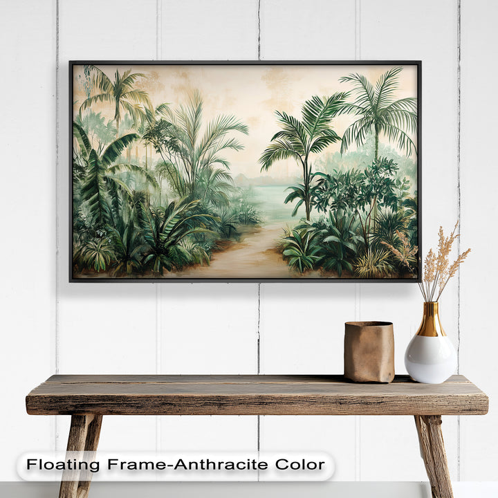 Tropical Serenity Pathway – Ölgemälde mit exotischem Grün