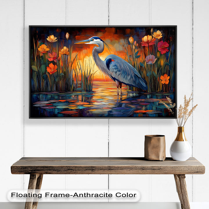 Heron at Sunset  – Animal Oil Painting