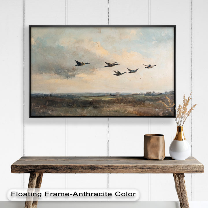 Flight Over the Marshlands – Ducks in Motion Oil Painting