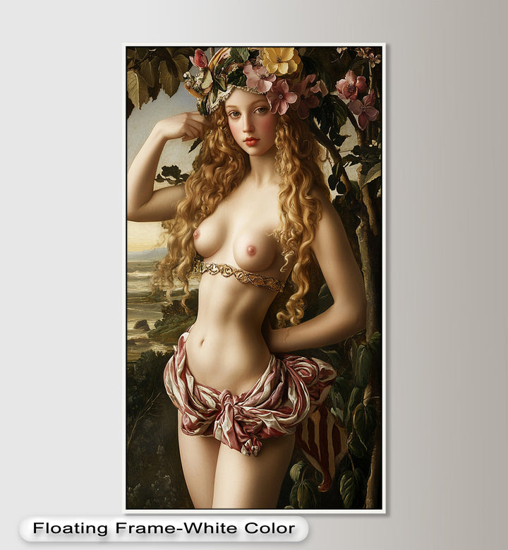 Goddess of Blossoms – Renaissance Mythology Nude Oil Painting