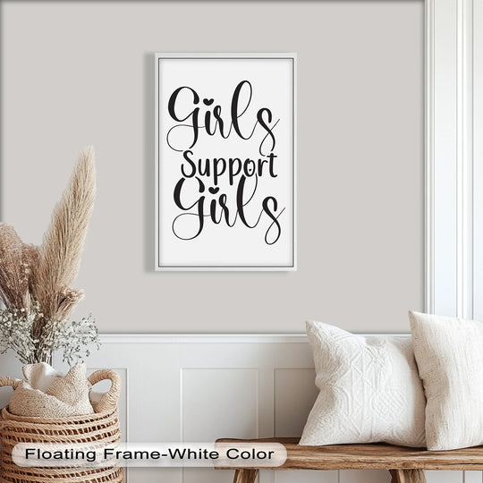 Flowing calligraphy creates the sense of movement in this 'Girls Support Girls' oil painting reproduction print, as the lettering swirls and dances across the canvas.