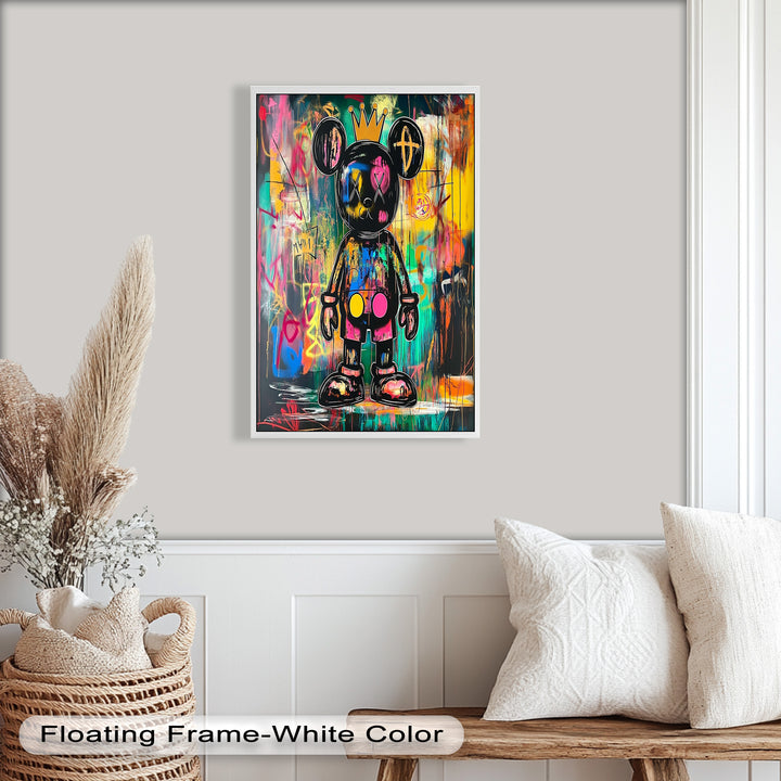Crowned Chaos – Neon Royal KAWS Oil Painting