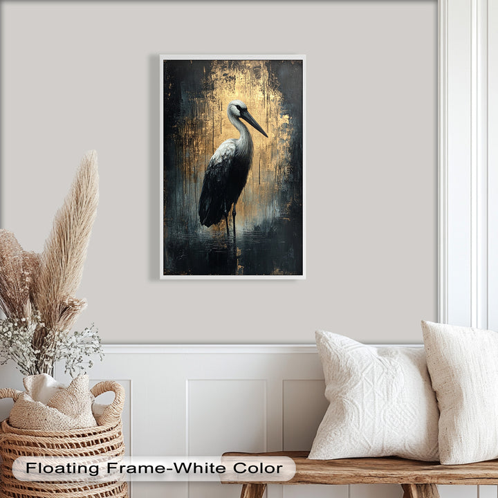 Golden Shadow Heron – Animal Oil Painting