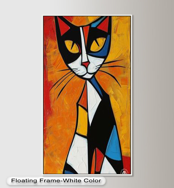 Geometric Feline – Abstract Cat Picasso Style Oil Painting