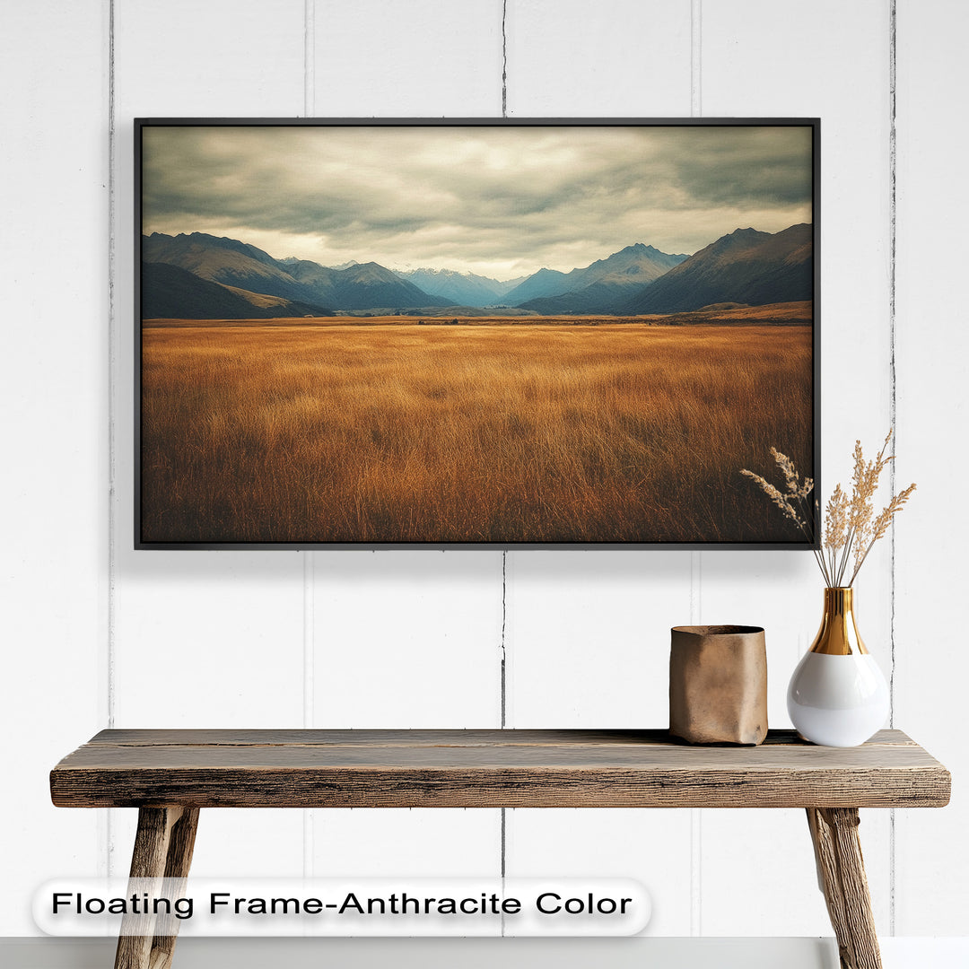 Ölgemälde Golden Meadow – Majestätische Berglandschaft