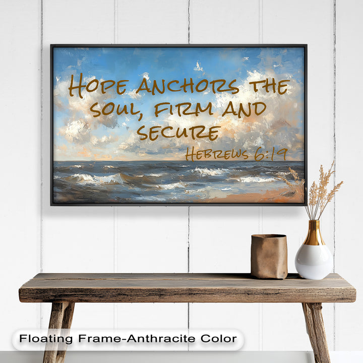 Hebrews 6:19 Bible Verse Oil Painting – Anchor of Hope Wall Art