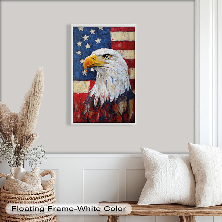 Amerikanischer Weißkopfseeadler Portrait - Patriotisches Ölgemälde