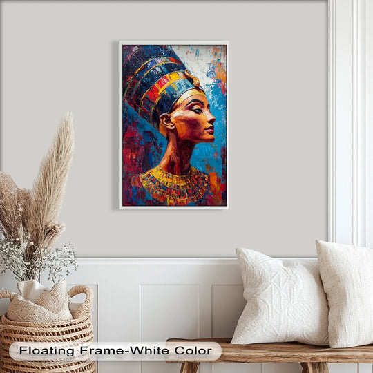 Bright, textured finish on the 'Fauvist Queen – Royal Profile Oil Painting' enhances the vibrant brushstrokes of this striking oil painting wall art.