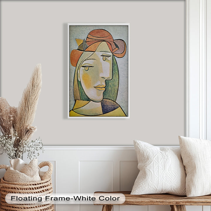 Soft Gaze of Solitude – Abstract Female Portrait Picasso Oil Painting