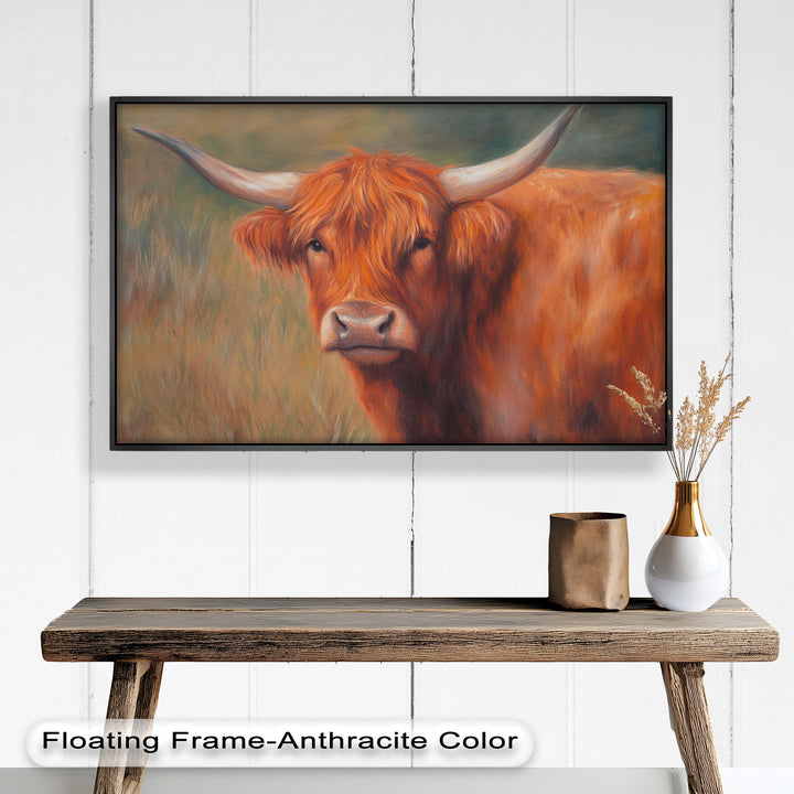 Highland Cow Oil Painting – Warm Animal Wall Art