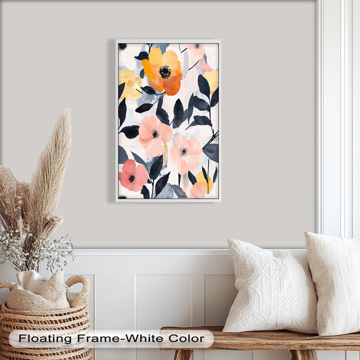 Soft Harmony – Peach and Mustard Floral Oil Painting