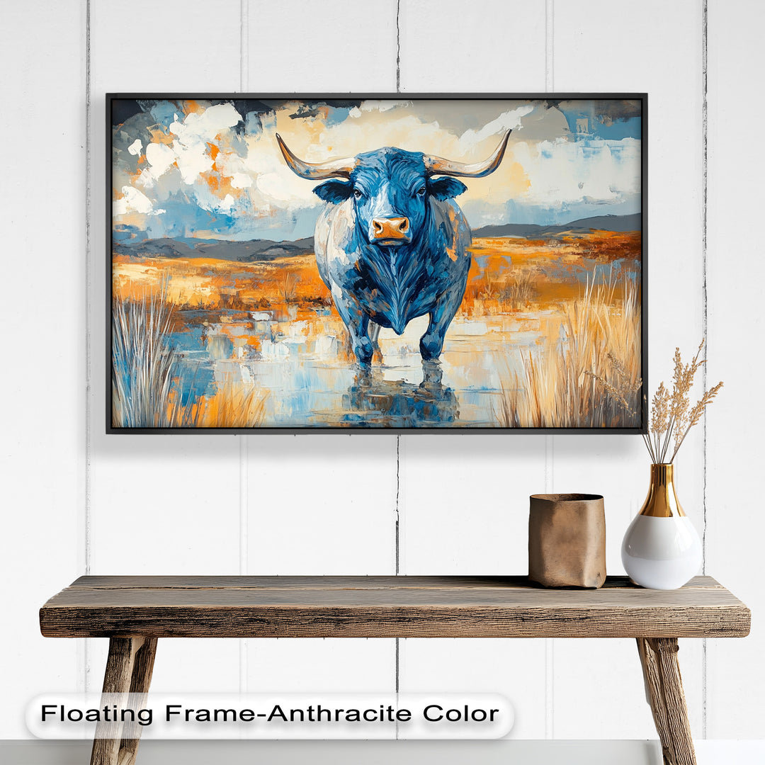 Blue Desert Bull – Animal Oil Painting