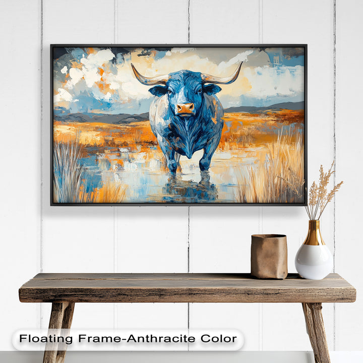 Blue Desert Bull – Animal Oil Painting