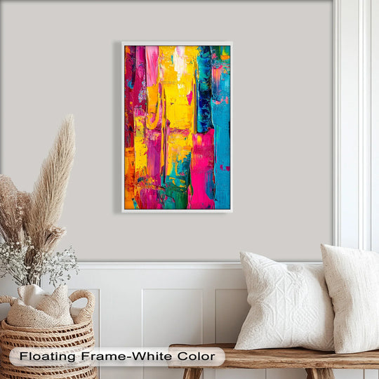 Exploring the layering effect of vivid colors in this Electric Fusion abstract oil painting wall art, where thick strokes create a dynamic and textured surface.