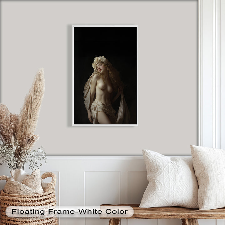 Moonlit Reverie – Classical Nude with Floral Crown Oil Painting