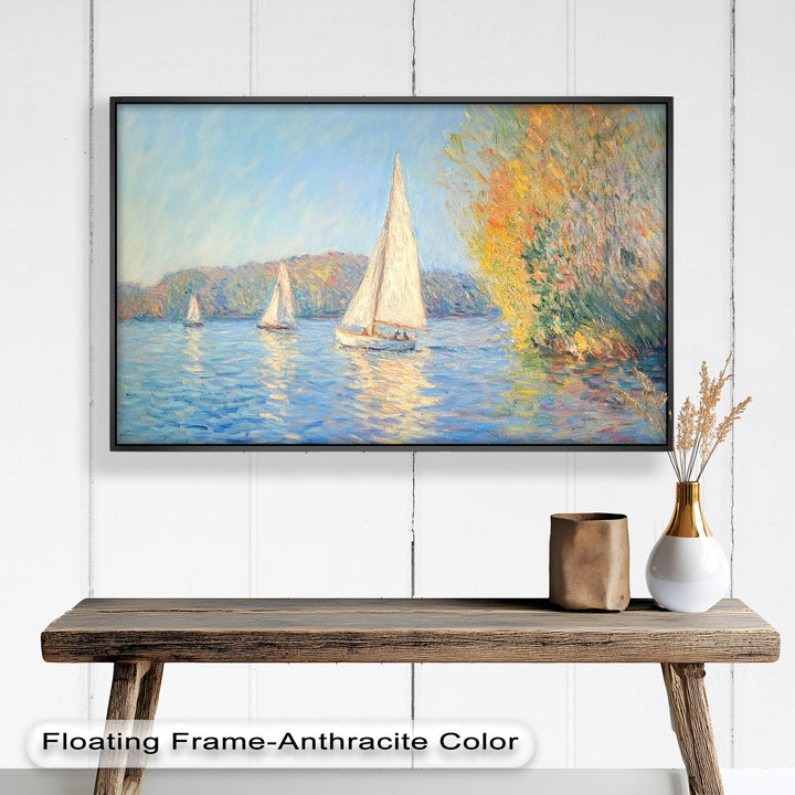 Tranquil Sails at Sunset – Impressionist Boat Scene Oil Painting