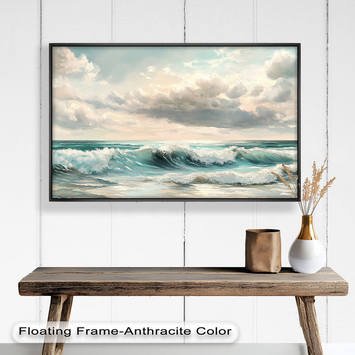 Coastal Wall Art - Turquoise Wave Seascape Oil Painting