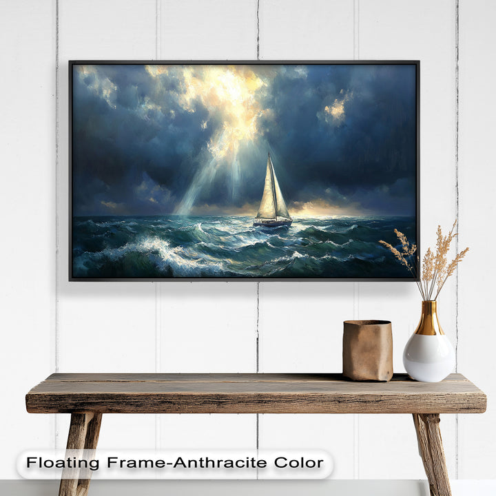 Stormy Horizon – Boat Oil Painting