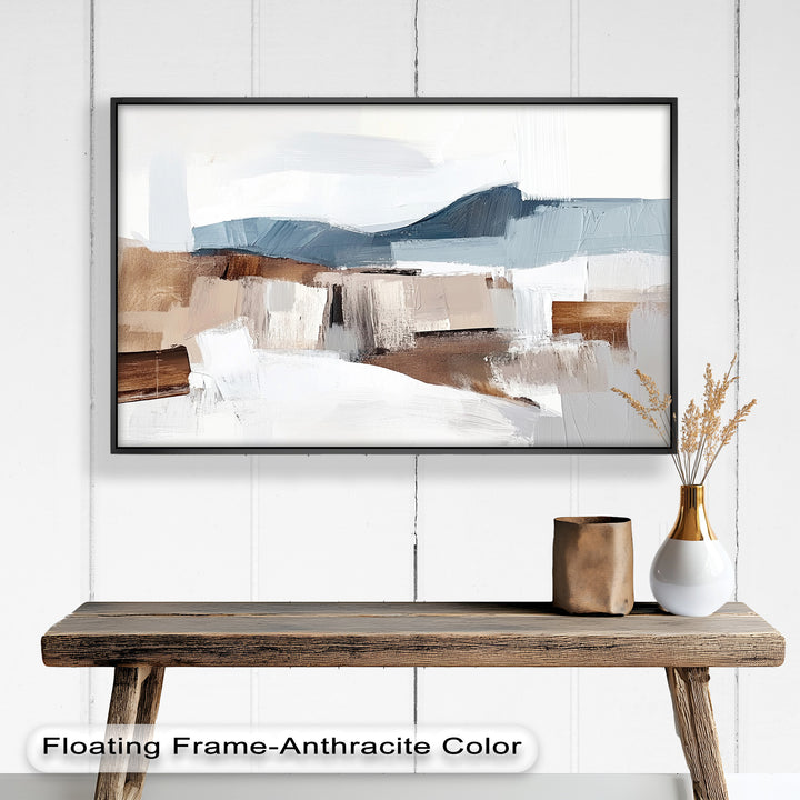 Muted Horizon Layers – Mountain Landscape Abstract Oil Painting