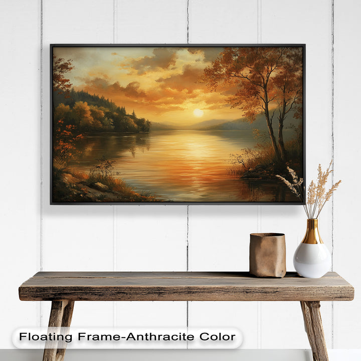 Golden Lake Sunset – Herbstreflexion Hudson River Ölgemälde