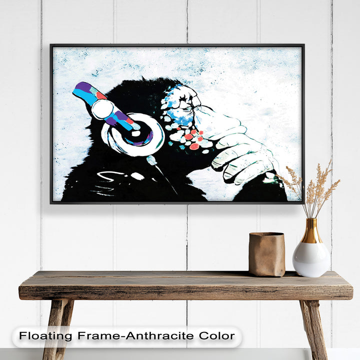 Contemplative Chimp with Headphone – Banksy Oil Painting
