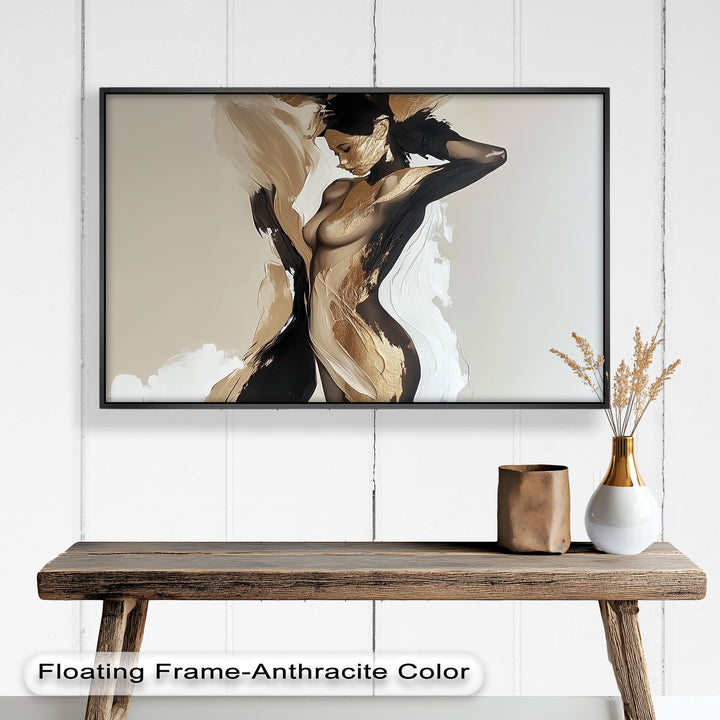 Golden Silence – Abstract Female Figure Oil Painting
