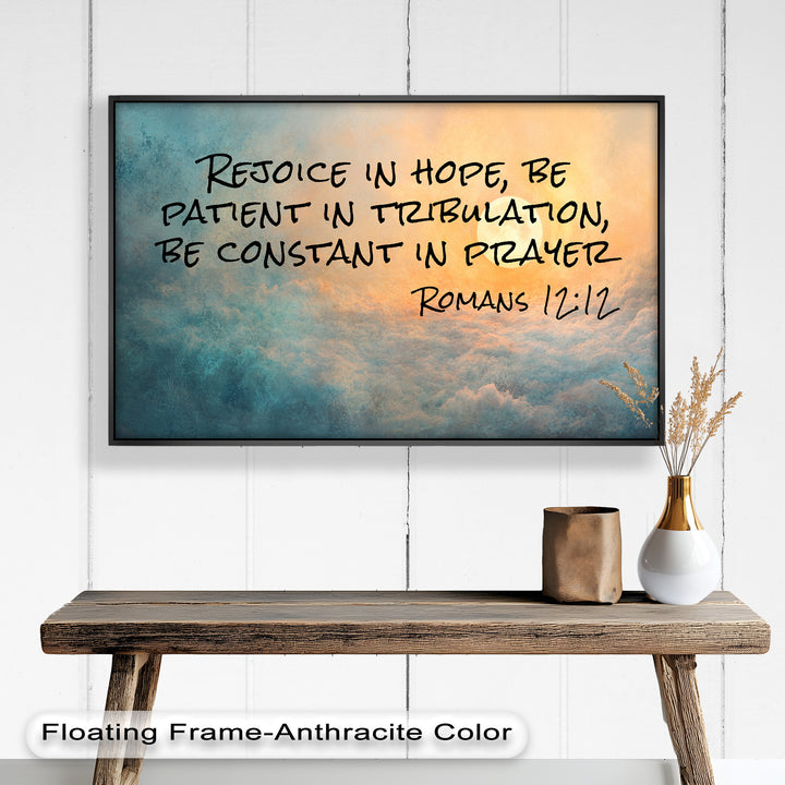 Romans 12:12 – Hope, Patience, and Prayer Bible Verse Oil Painting