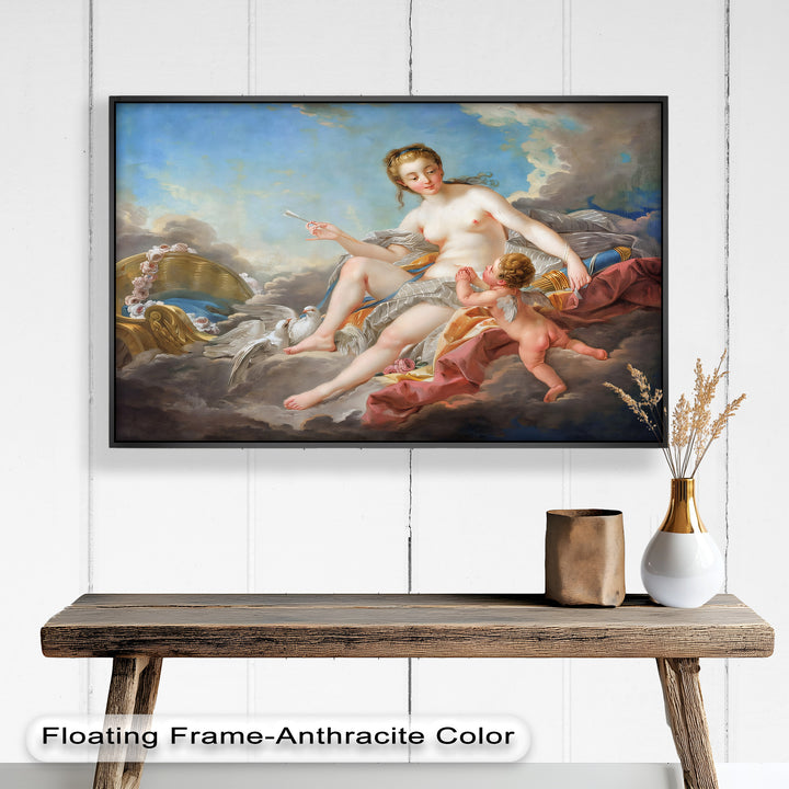 Venus und Amor in den Wolken – Rokoko-Ölgemälde