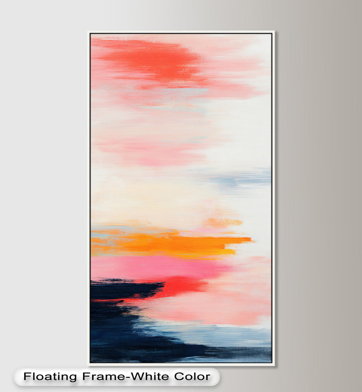 Blush Horizon – Abstraktes Ölgemälde mit Sonnenuntergangshimmel