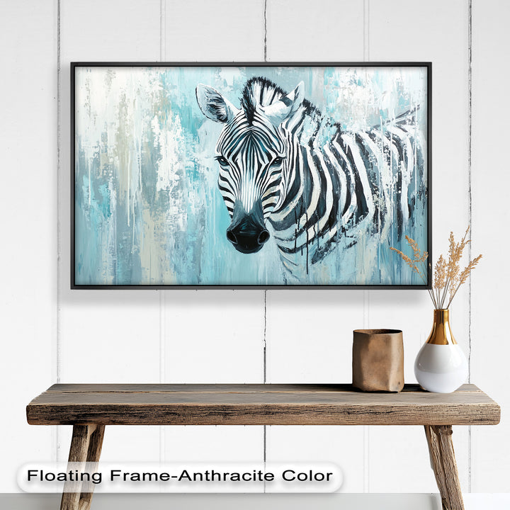 Zebra in Blue Abstract Style - Animal Oil Painting