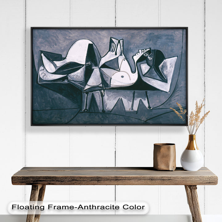 Geometry of Stillness – Monochrome Reclining Picasso Oil Painting