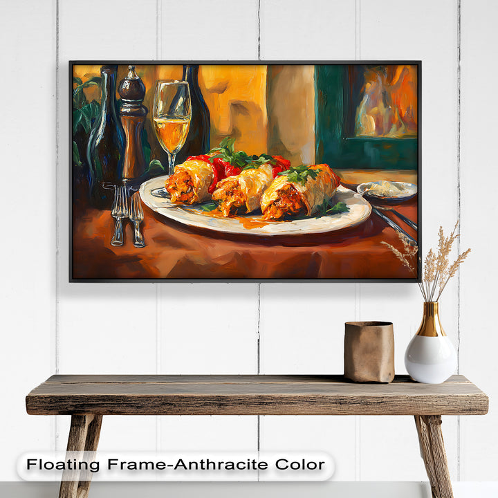 Gefüllte Paprika und Wein – Gourmet-Essszene Food Painting