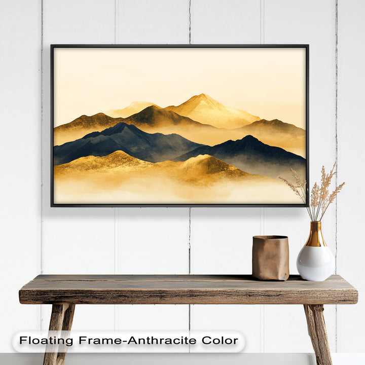 Gold &amp; Black Mountains – Modernes Ölgemälde
