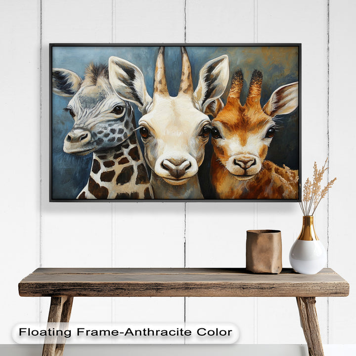 Trio of Giraffes – Animal Oil Painting