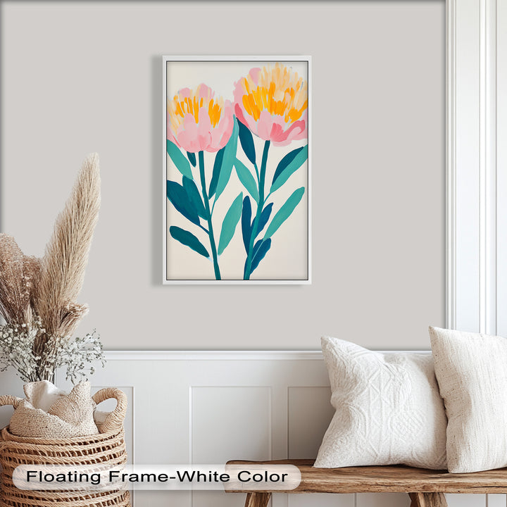 Sunburst Peonies – Modernes Boho-Blumenölgemälde