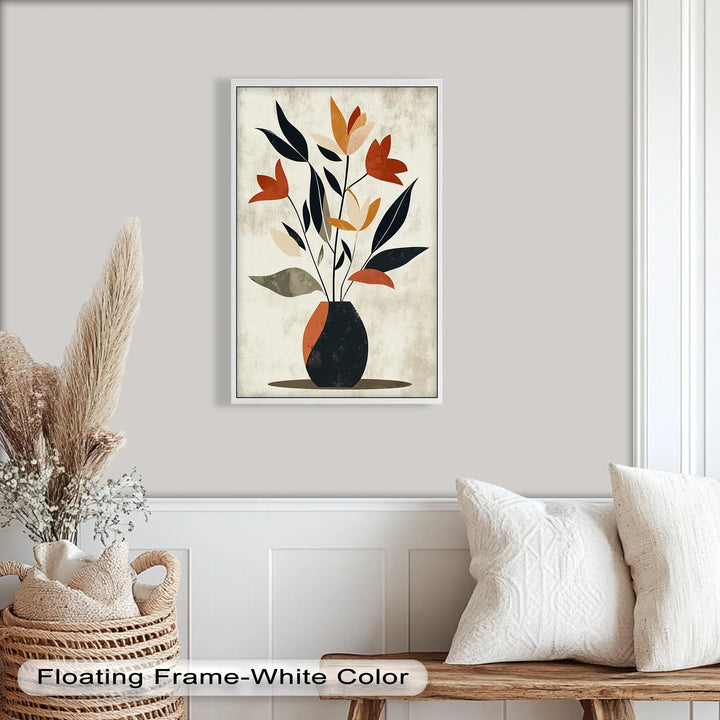 Earthy Boho Floral – Modern Abstract Vase Oil Painting - MyPhotoStation