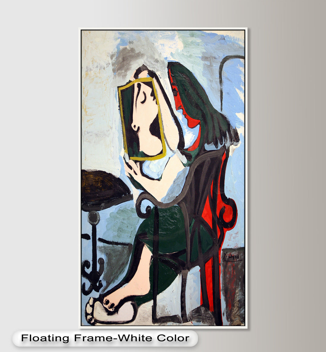 Woman with Mirror – Abstract Reflection Picasso Oil Painting
