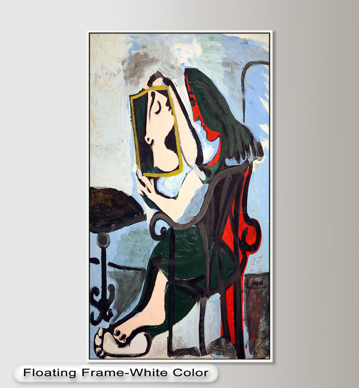 Woman with Mirror – Abstract Reflection Picasso Oil Painting