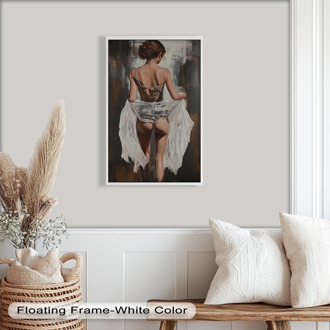 Soft Steps in Lace – Romantic Figurative Nude Oil Painting