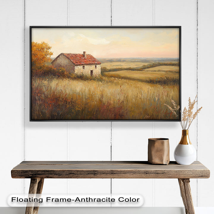 Rustikale Landhaus-Wandkunst – Golden Field Ölgemälde