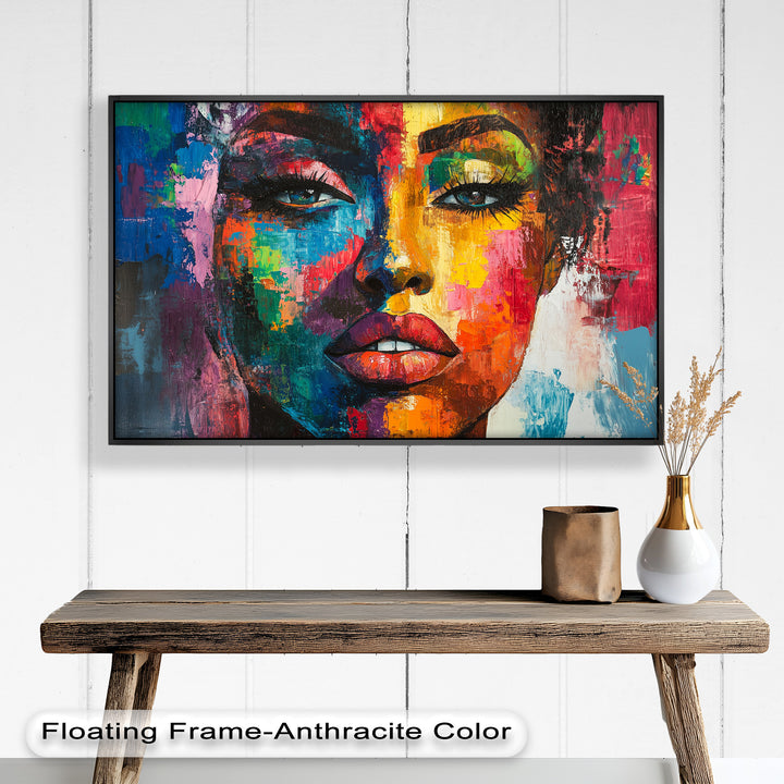 Color Reign – Vibrant Female Portrait Abstract Oil Painting