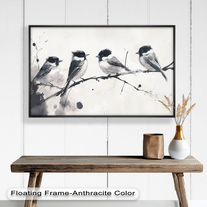 Monochromes Quartett – Vogel-Ölgemälde
