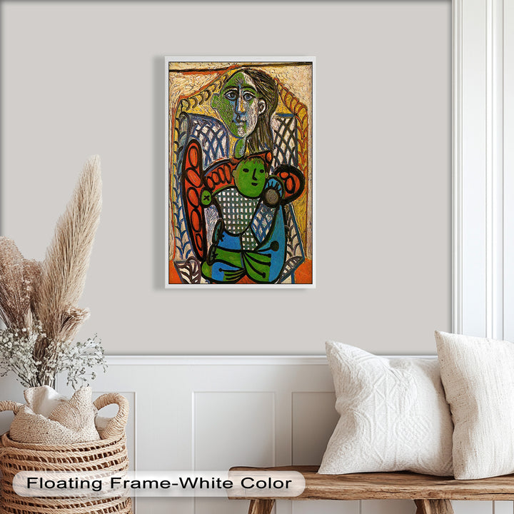 Grüne Umarmung – Picasso-Ölgemälde von Mutter und Kind