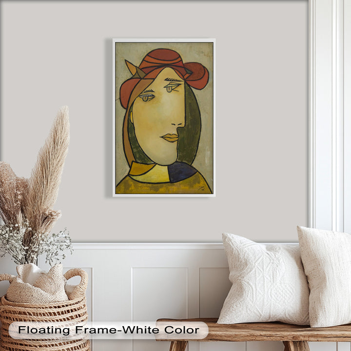 Melancholy in Red Hat – Minimalist Portrait Picasso Oil Painting