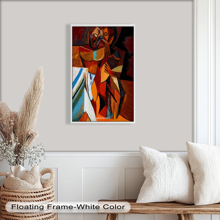Abstract Embrace Wall Art – Cubist Oil Painting