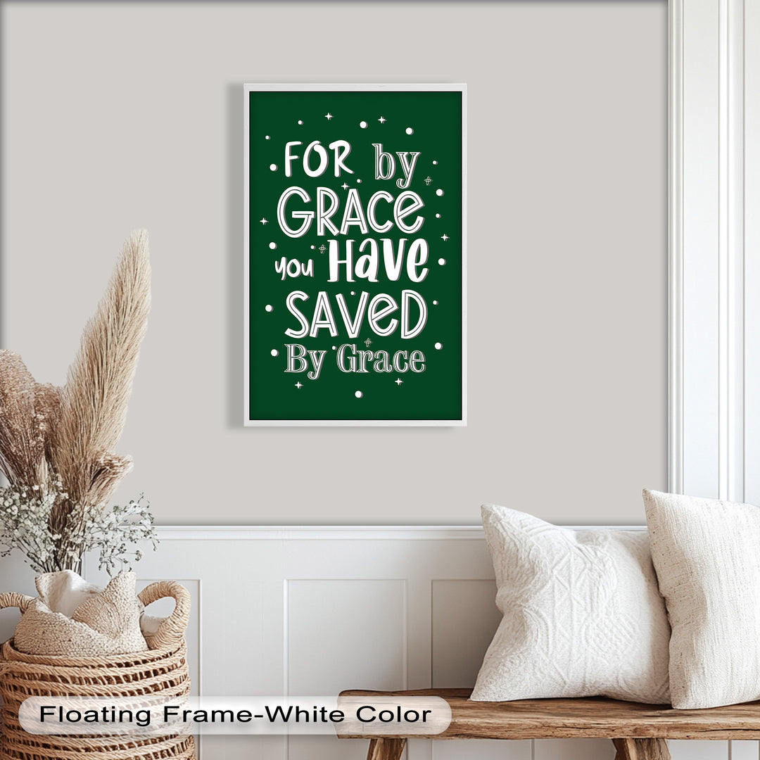 Grace-Inspired Oil Painting – “For by Grace You Have Been Saved” Scripture Wall Art
