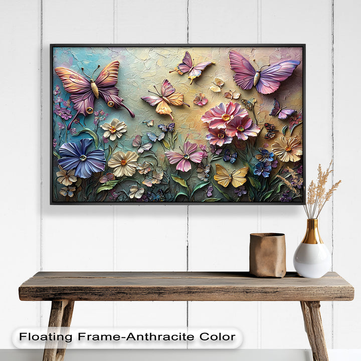 Butterflies Abstract Floral – Colorful Nature-Themed Oil Painting