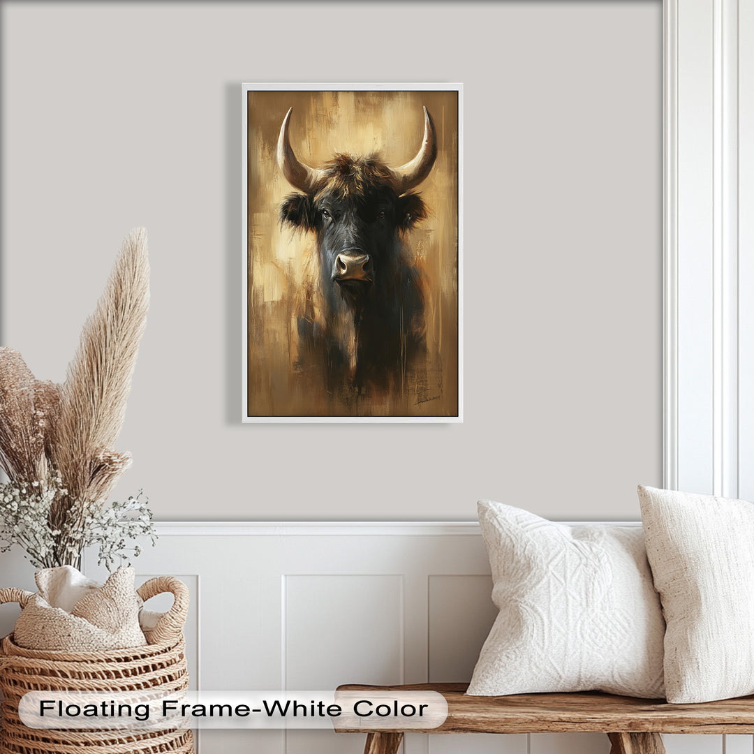 Bull in Amber Tones - Animal Oil Painting