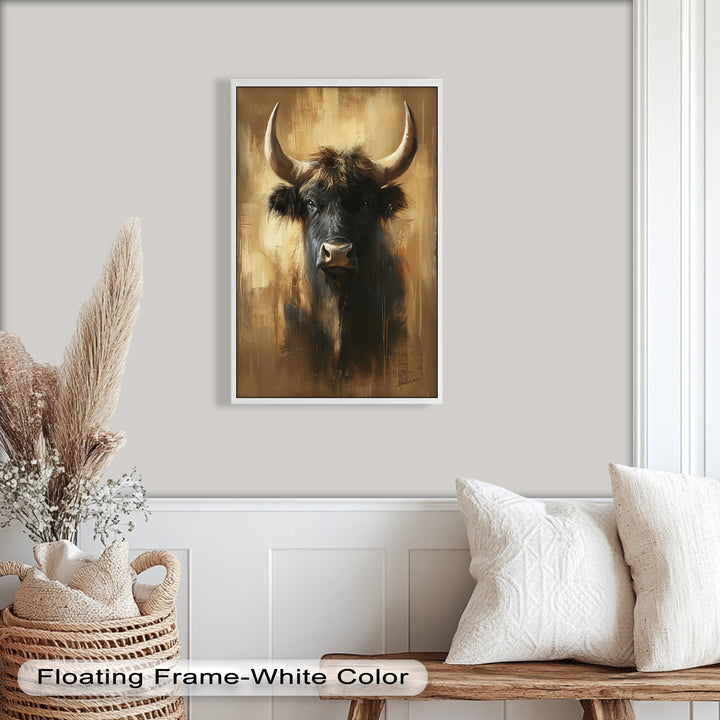 Bull in Amber Tones - Animal Oil Painting
